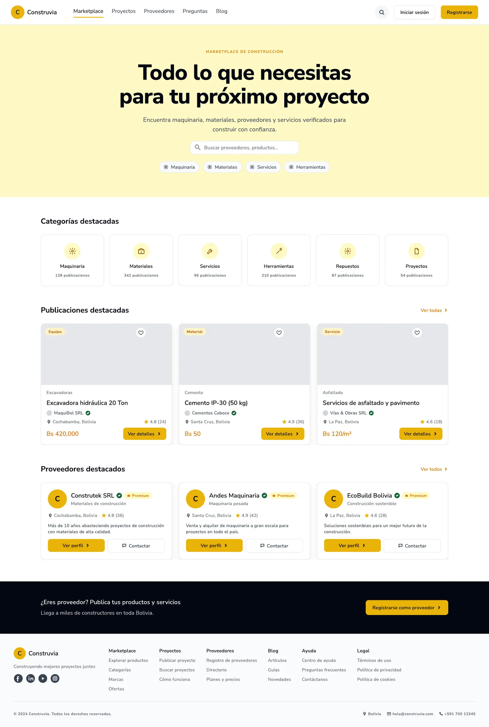 Aplicación del sistema en el marketplace Construvia