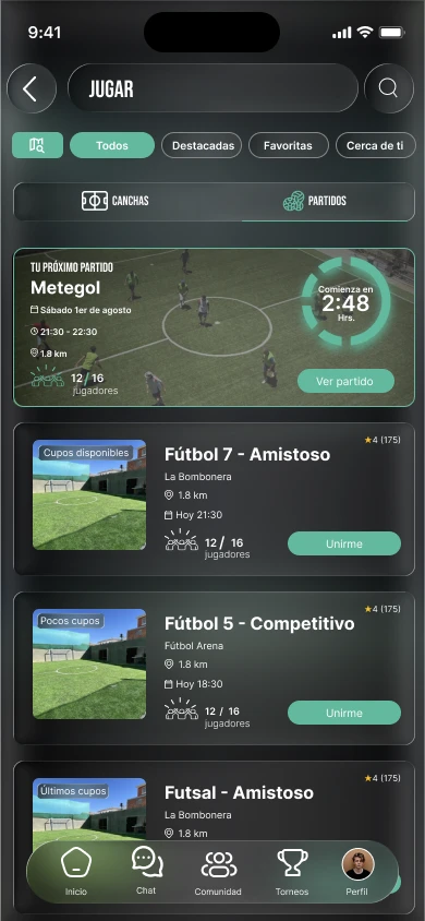 Descubrir partidos