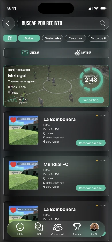 Reservar cancha en Teamateur