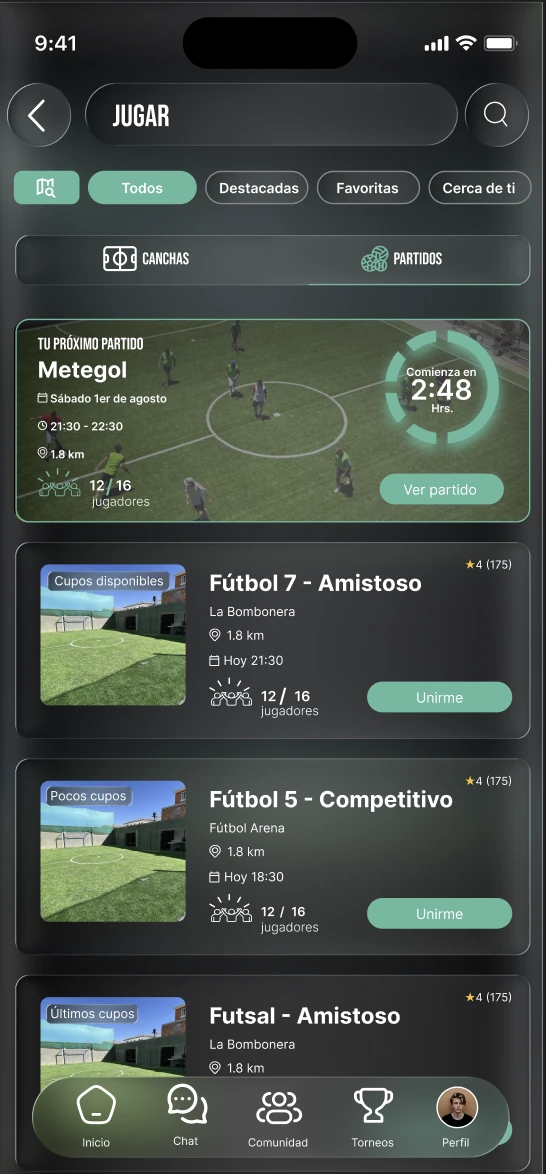 Descubrir partidos