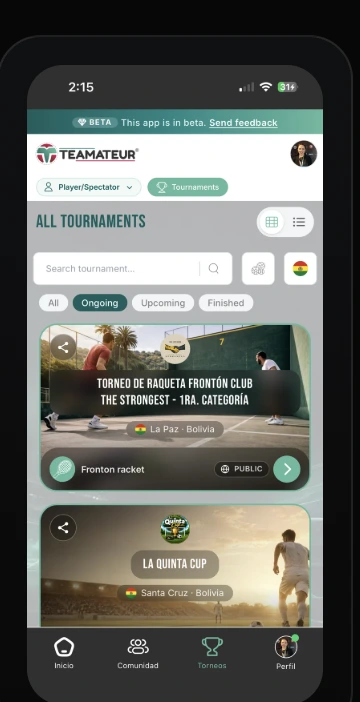 Torneos en la app