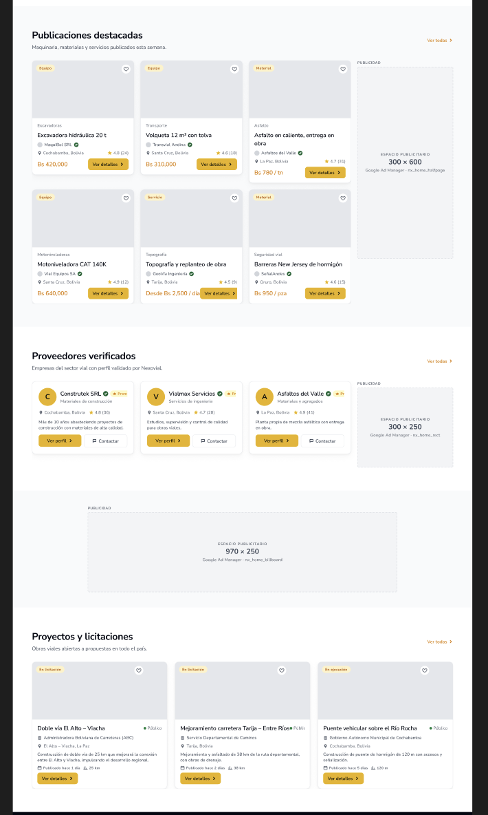 Publicaciones, proveedores y proyectos de Nexovial