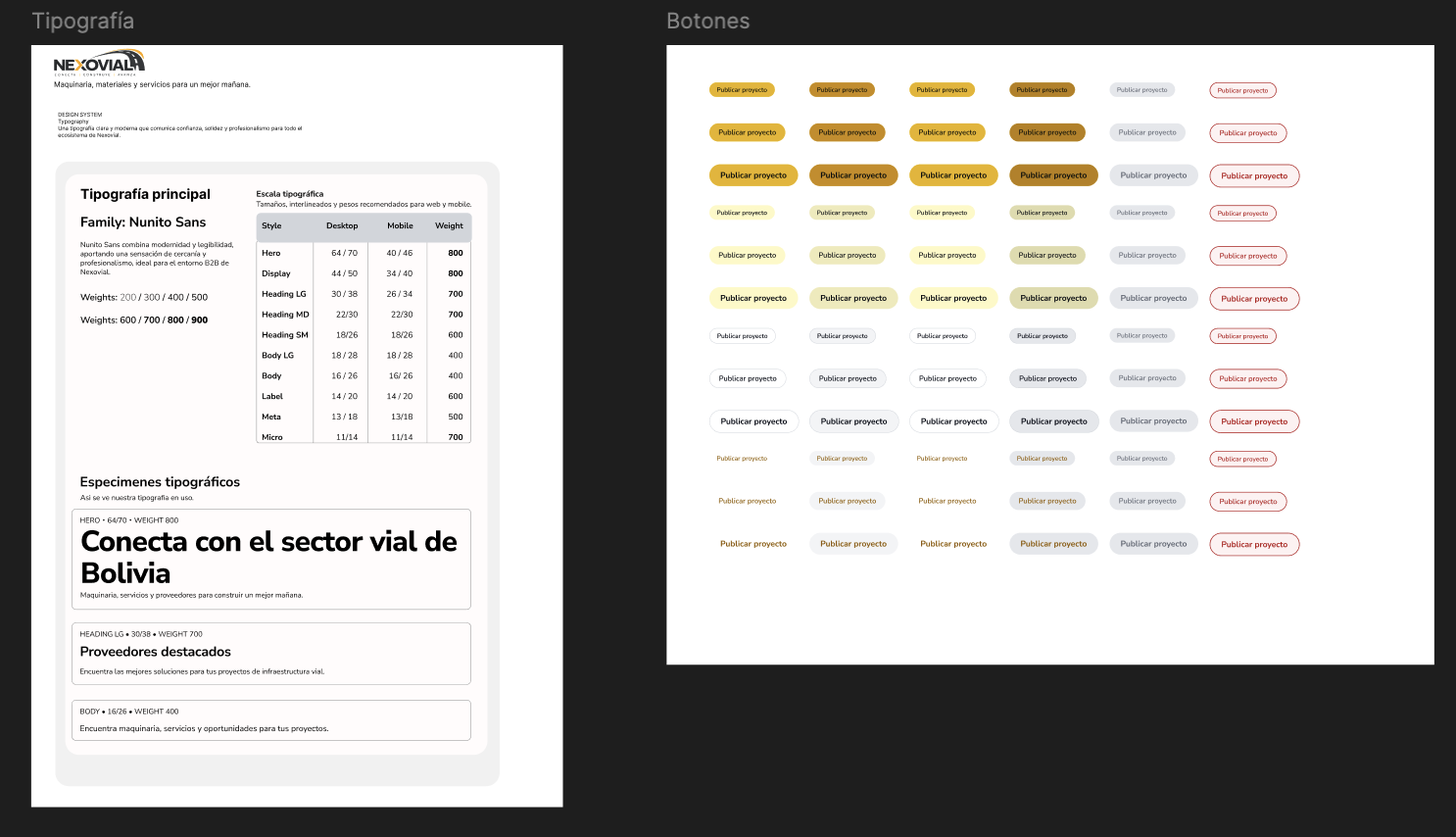 Nexovial typography and buttons